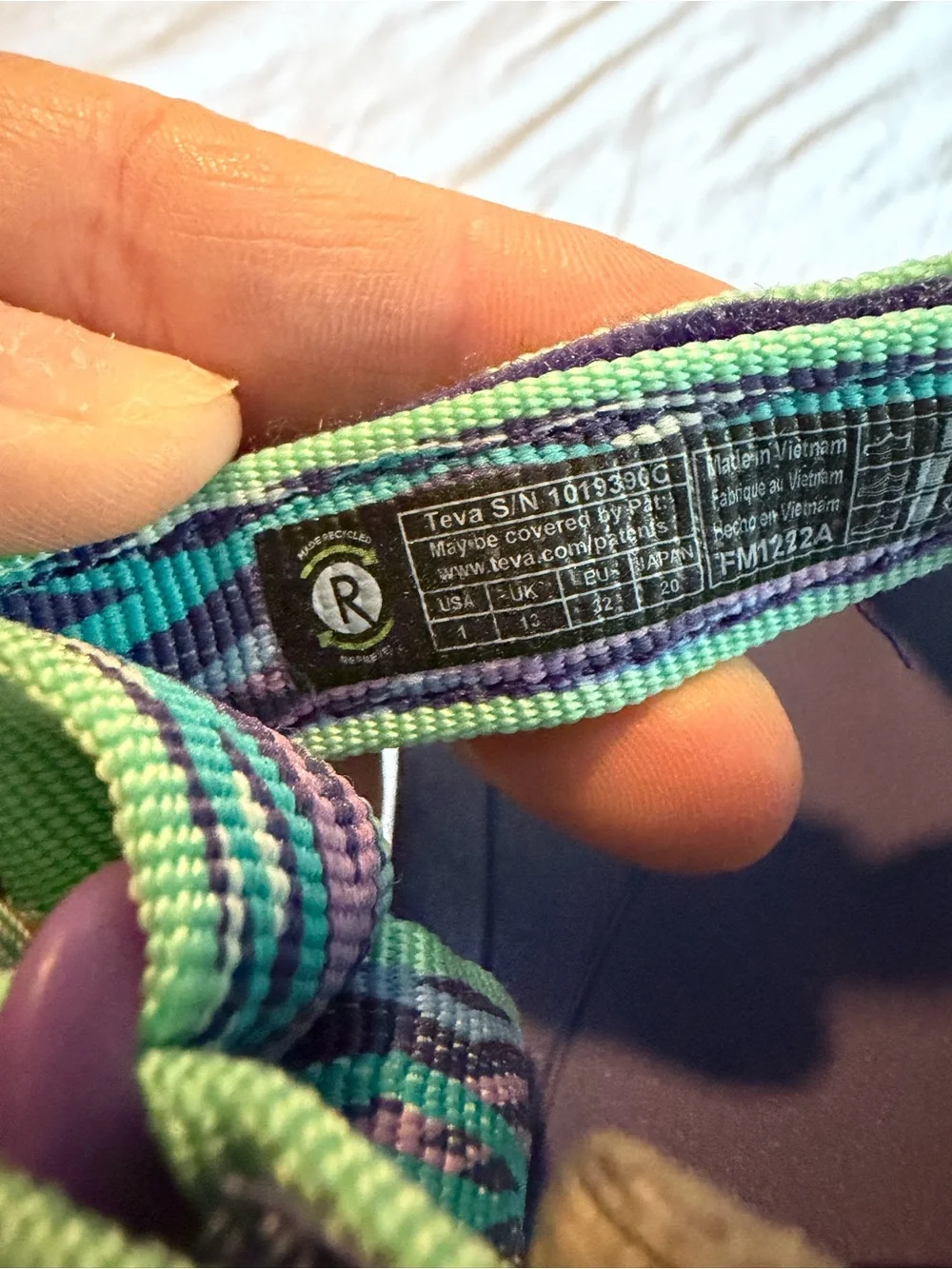Teva Purple Sandals with Green Straps - Kids